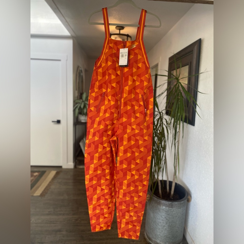 Nike Geometric Orange Tennis Jumpsuit Women’s XS NWT‎